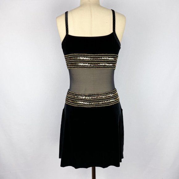 Black & Gold Sequin Mini Dress Dance Costume | LA - Picture 3 of 11